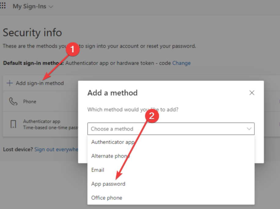 smtp mail office 365 add sign in method