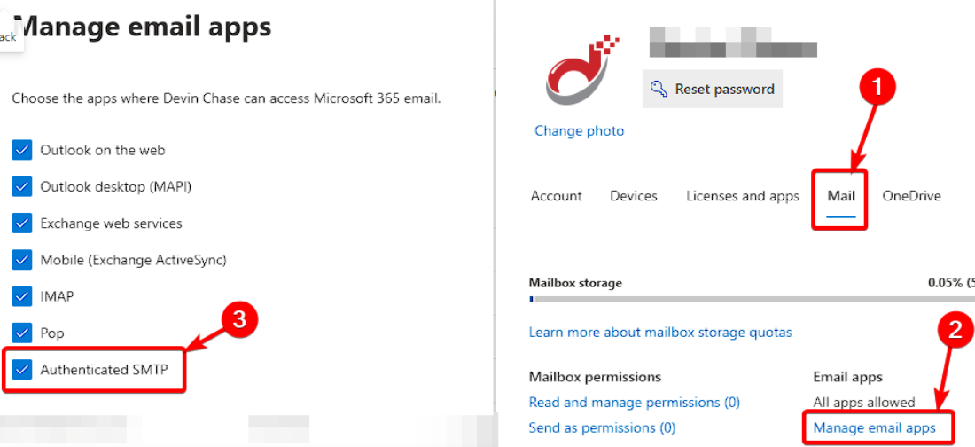 smtp mail office 365 authenticated smtp setting